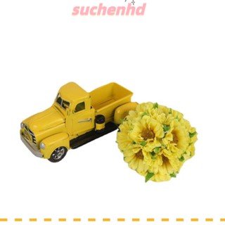 Suchenhd ของตกแต่งรถบรรทุก รูปดอกทานตะวัน สีเหลือง โลหะ สไตล์วินเทจ สําหรับตกแต่งห้อง