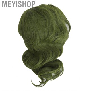 Meyishop Short Wig  Adjustable Green Breathable Curly Trendy for Entertainment