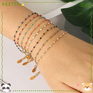 Nextth สร้อยข้อมือ ลูกปัดดาวเทียม สีทอง เรียบง่าย สไตล์โบโฮ