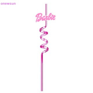 Onew หลอดดูดน้ําพลาสติก สีชมพู ใช้ซ้ําได้ สําหรับตกแต่งปาร์ตี้วันเกิดเด็ก 1 ชิ้น