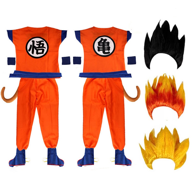 ชุดคอสเพลย์ COS Dragon Ball Son Goku ในโหมด Super Saiyan พร้อม wig สำหรับฮัลLOWEEN และคอสเพลย์