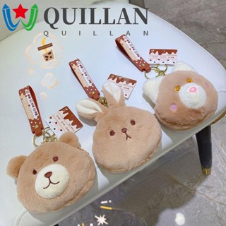 Quillan พวงกุญแจ จี้ตุ๊กตาชานม ผ้ากํามะหยี่ขนนิ่ม พร้อมช่องใส่บัตร และกระเป๋าเก็บหูฟัง