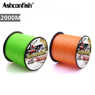 Ashconfish สายเอ็นตกปลา PE แบบถัก 2000 ม. X9 9 เส้น สีเขียวอ่อน สีส้ม