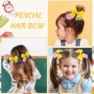 Luckybabys&gt; โบว์ติดผม ริบบิ้น สีเหลือง ของขวัญ สําหรับตกแต่งเด็กผู้หญิง เด็กวัยหัดเดิน เด็กอนุบาล ดินสอ โบว์ ใหม่