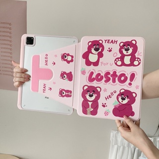 เคสหนังอะคริลิคแข็ง ลายหมี ดอกกุหลาบ สําหรับ IPad Mini6 IPad5 6 7 8 9 Air Air1 Air2 Air3 Air4 Air5 10.9 นิ้ว Pro10.5 Pro11 Pro12.9 2018 2020 2021 2022