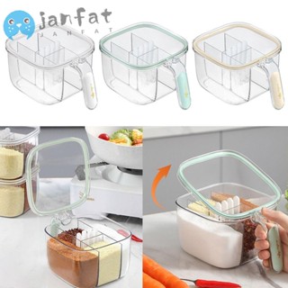 Janfat กล่องพลาสติก 4 ช่อง กันชื้น สําหรับใส่เครื่องปรุง เครื่องเทศ