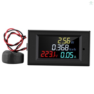 AC 80-300V Digital Voltmeter Ammeter Color LCD Display Multimeter Voltage Current Power Energy Frequency Monitor with 100A CT Current Transformer