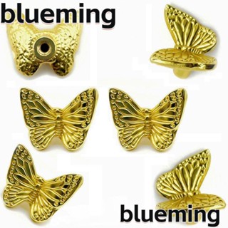 Blueming2 ลูกบิดลิ้นชัก โลหะผสมสังกะสี รูปผีเสื้อ สีทอง สําหรับเฟอร์นิเจอร์ 6 ชิ้น