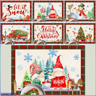 ผ้าปูโต๊ะลายคริสต์มาส Santa Claus Elk Snowman Christmas Tree ร้านอาหารตะวันตก เสื่อโต๊ะรับประทานอาหารฉนวน (twinkle.th)