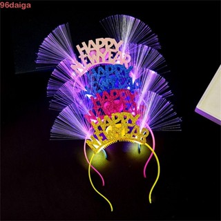 Daiga 2024 ที่คาดผมพลาสติก มีไฟ LED ลายตัวอักษร Happy New Year สําหรับตกแต่งปาร์ตี้ปีใหม่