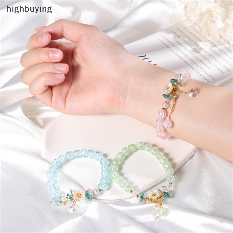 [highbuying] สร้อยข้อมือลูกปัดคริสตัล ดอกเดซี่ เปลือกหอย เกาหลี หรูหรา ยืดหยุ่น ปรับได้ เสน่ห์ เครื่องประดับ ปาร์ตี้ ครบรอบ ของขวัญ ใหม่ พร้อมส่ง