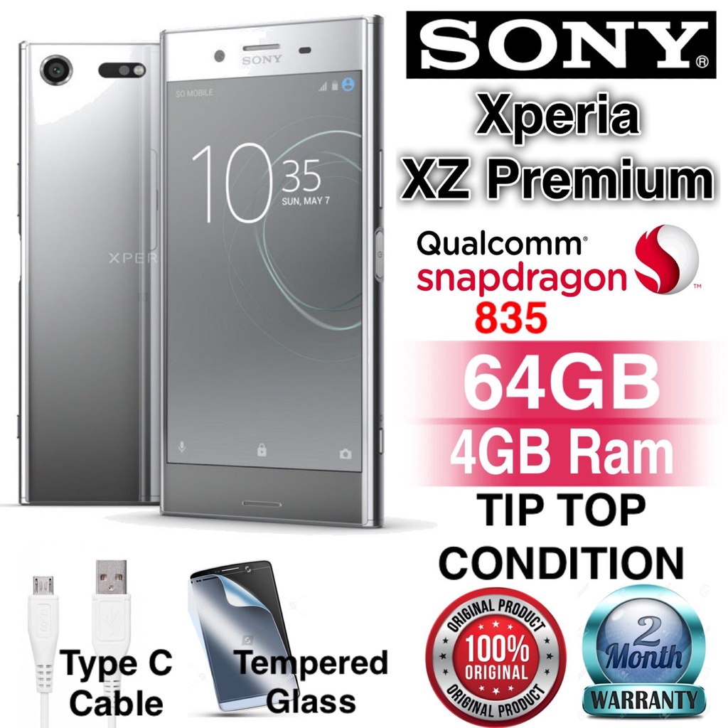 100% - Sony Xperia XZ Premium (64GB+4GB Ram) Snapdragon 835 สมาร์ทโฟน 4K HDR 5.5 นิ้ว มือสอง ใหม่ 95