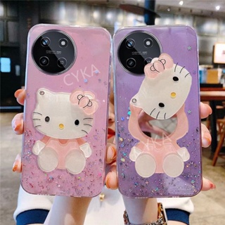 เคสโทรศัพท์มือถือแบบนิ่ม ใส พร้อมกระจกแต่งหน้า ระยิบระยับ แฟชั่น สําหรับ Realme 11 Pro Pro+ Realme11 4G 5G NFC C51 C53 C51