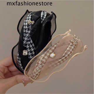 Mxfashione ที่คาดผม ผ้าตาข่าย ประดับโบว์คริสตัล สไตล์วินเทจ เรโทร สําหรับผู้หญิง