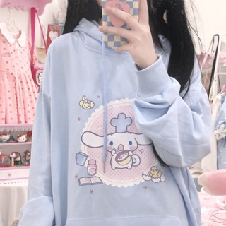 เสื้อกันหนาว แขนยาว มีฮู้ด พิมพ์ลาย Cinnamoroll น่ารัก สไตล์เกาหลี เหมาะกับฤดูใบไม้ร่วง และฤดูหนาว สําหรับผู้หญิง