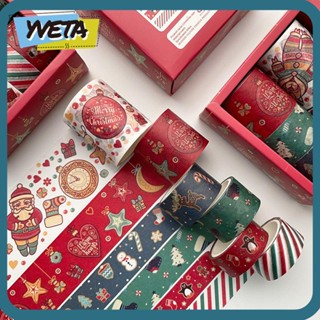 Yveta เทปวาชิ ลายคริสต์มาส สําหรับตกแต่งสมุดภาพ เครื่องเขียน DIY 6 ชิ้น ต่อชุด