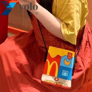 Yolo McDonalds กระเป๋าสะพายข้าง ผ้าแคนวาส ขนาดเล็ก ลายการ์ตูน สไตล์เกาหลี สร้างสรรค์ สําหรับผู้หญิง