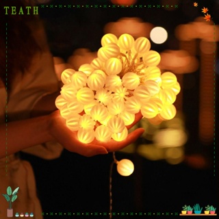 Teath สายไฟหิ่งห้อย LED ทรงกลม พลังงานแสงอาทิตย์ 8 โหมด สีขาวอบอุ่น สําหรับตกแต่งงานแต่งงาน ปาร์ตี้