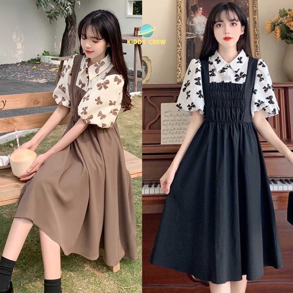 พร้อมส่ง เดรสยาวเเฟชั่น เเต่งลายโบว์สุดน่ารัก สำหรับสาวๆ