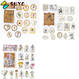 Suyo สติกเกอร์ฟอยล์ PET หลากสี สไตล์วินเทจ สําหรับตกแต่ง DIY 90 ชิ้น