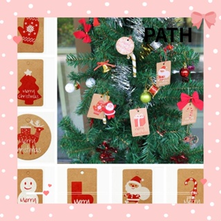 Path ป้ายแท็กไม้ รูปซานต้าคลอส สโนว์แมนน่ารัก แฮนด์เมด DIY สําหรับแขวนตกแต่งปาร์ตี้คริสต์มาส 100 ชิ้น