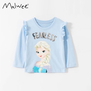 พร้อมส่ง malwee เสื้อยืดแขนยาว สไตล์ใหม่ แฟชั่นฤดูใบไม้ร่วง ฤดูหนาว สําหรับเด็กผู้หญิง