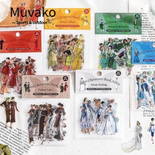 Muvako สติกเกอร์ PET หลากสีสัน สไตล์วินเทจ สําหรับตกแต่งสมุดภาพ DIY