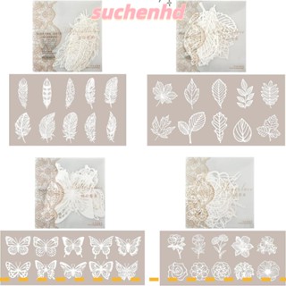 Suchenhd กระดาษลูกไม้ สีขาว สําหรับตกแต่งสมุดภาพ DIY