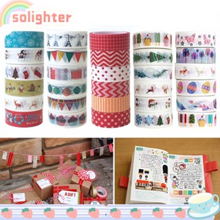 SOLIGHTER สติกเกอร์เทป ลายคริสต์มาส สําหรับตกแต่งสมุดภาพ 6 ม้วน