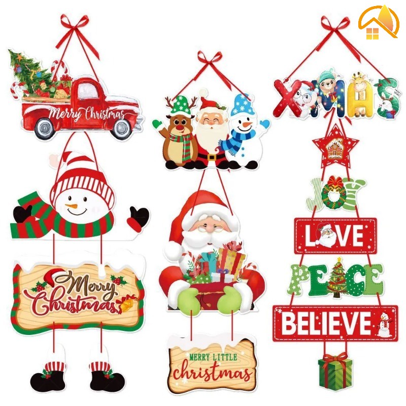 ธงแบนเนอร์กระดาษ ลาย Merry Christmas DIY สําหรับแขวนตกแต่งประตูบ้าน ปาร์ตี้คริสต์มาส