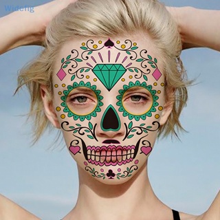 Widefig สติกเกอร์รอยสัก ลายหัวกะโหลก Day Of The Dead เรืองแสง กันน้ํา สําหรับตกแต่งปาร์ตี้ฮาโลวีน