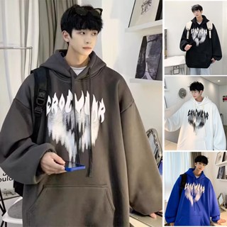 ใหม่ เสื้อกันหนาว มีฮู้ด ทรงหลวม พิมพ์ลาย โอเวอร์ไซซ์ สีดํา สีเทา สีฟ้า สไตล์เกาหลี วินเทจ สําหรับผู้ชาย และผู้หญิง 2023 ไซซ์ M-5XL