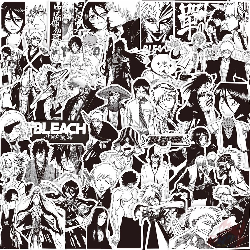 72Pcs/Set ❉ Bleach . Classical Black & White Series 01 Stickers ❉ Fashion DIY Decals Doodle Stickers