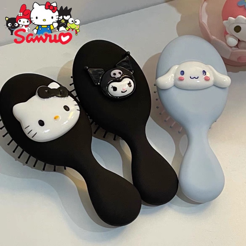 Sanrio หวีถุงลมนิรภัยน่ารัก Kuromi Hello Kitty Cinnamoroll การ์ตูนเบาะหวีนุ่มน้องสาวแบบพกพานวดหวีมินิผู้หญิงของขวัญ