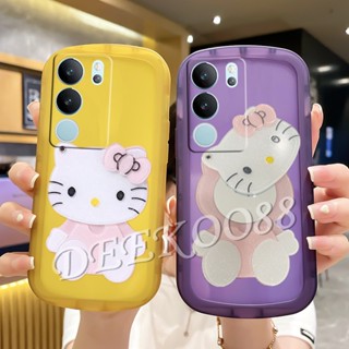 ใหม่ เคสโทรศัพท์มือถือ ลายแมว KT 3D สีชมพู พร้อมขาตั้งกระจก ด้านหลัง สําหรับ VIVOV29 VIVOV29 5G 2023