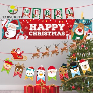 Tarsureth แบนเนอร์ ลายซานตาคลอส กวาง คริสต์มาส สําหรับตกแต่งบ้าน กลางแจ้ง