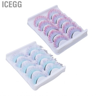 Icegg 5pcs Colorful Eyelashes Dramatic Gradient Color False Fluffy 3D Curlin