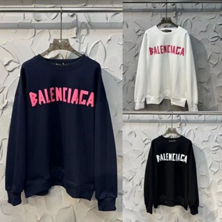 พร้อมส่ง เสื้อกันหนาวแขนยาวลําลอง ผ้าฝ้ายแท้ พิมพ์ลายโลโก้ BALEN ขนาดใหญ่ คุณภาพสูง สําหรับผู้ชาย และผู้หญิง