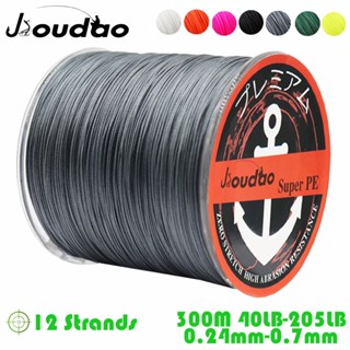 Jioudao สายเอ็นตกปลา PE แบบถัก 300 ม. 40LB 90LB 120LB 155LB 205LB 7 สี 12 เส้น