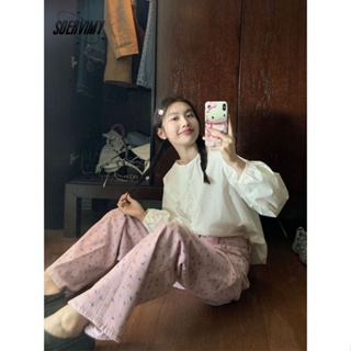 SOERVIMY  กางเกงขายาว กางเกงยีสน์ผู้หญิง ทรงหลวม ๆ ตรง Retro Hip Hop Pants 2023 NEW Style  สไตล์เกาหลี Korean Style ทันสมัย High quality WNK2390612 36Z230909