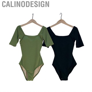 Calinodesign Short Sleeve One Piece Swimsuit Woman Backless Push Up Swimwear for Swimming Hot Spring Beach