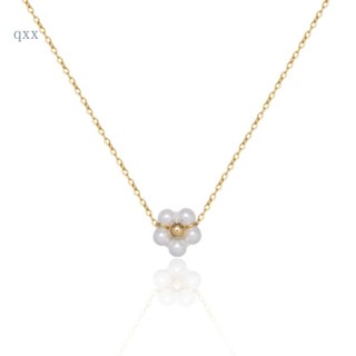 Ch*【พร้อมส่ง】สร้อยคอโซ่ จี้ไข่มุก ดอกไม้ อินเทรนด์ กระดูกไหปลาร้า สร้อยคอโซ่ เครื่องประดับทุกวัน