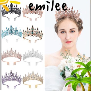 Emilee มงกุฎราชินี พลอยเทียม ที่คาดผม ที่คาดผม วันเกิด มงกุฎรัดเกล้า เสน่ห์ ที่คาดผม คริสตัล เจ้าหญิง มงกุฎ ตกแต่งปาร์ตี้