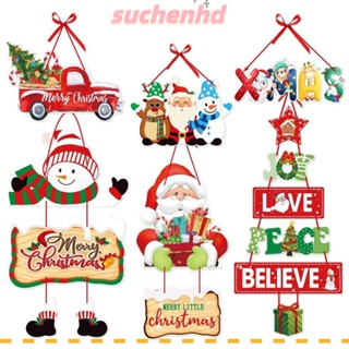 Suchenhd แบนเนอร์ผ้า ลายการ์ตูนสโนว์แมน กวางเอลก์ สําหรับแขวนตกแต่งต้นคริสต์มาส 1 ชิ้น 3 ชิ้น