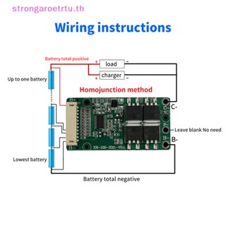 Strongaroetrtu แผ่นบอร์ดโมดูลลิเธียม ป้องกันไฟฟ้าลัดวงจร BMS 10S 36V 15A 18650