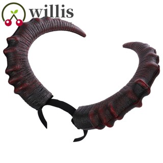 Willis ที่คาดผมคอสเพลย์ Demon Horns Devil Ox Horn สําหรับปาร์ตี้ฮาโลวีน