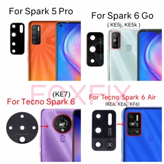 เลนส์กระจกกล้องด้านหลัง แบบเปลี่ยน พร้อมสติกเกอร์กาว สําหรับ Tecno Spark 6 Air Go 2020 Spark 5 Pro KE6 KE6j KF6 KE7 KE5j KE5k KE5S