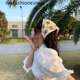 Mxfashione ผ้าพันคอ ทรงสามเหลี่ยม ที่คาดผม เด็กผู้หญิง เครื่องประดับผม หวาน ดอกไม้ ที่คาดผม โบฮีเมียน ฤดูร้อน ผ้าพันคอสามเหลี่ยม