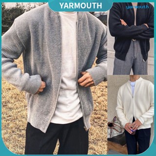 Yyr--เสื้อโค้ทกันหนาวลําลอง ผ้าถัก มีซิป ให้ความอบอุ่น สีพื้น เหมาะกับใส่ทํางาน แฟชั่นฤดูหนาว สําหรับผู้ชาย