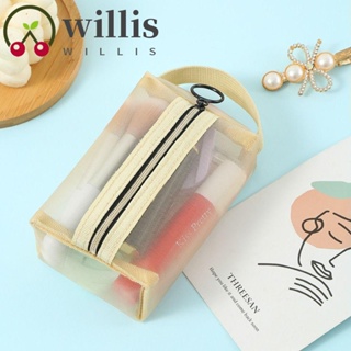 Willis กระเป๋าเครื่องสําอาง ผ้าตาข่าย แบบใส จุของได้เยอะ สีพื้น แฟชั่นสําหรับผู้หญิง